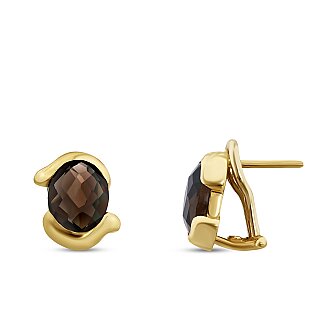 Gold Oval Accented Trendy Earrings