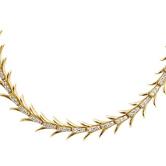 Gold Accented Wheat Pattern Choker Necklace