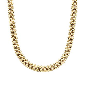 Gold Ball Bead Braided Choker Necklace