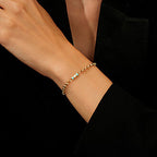 Gold Turquoise Enamel Cylinder Bracelet