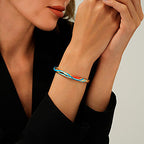 Gold Enamel Bangle Bracelet