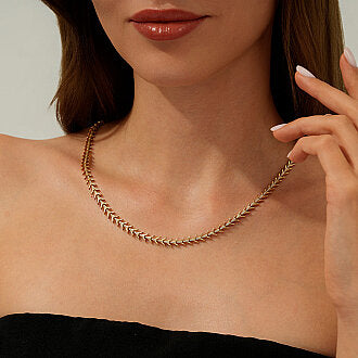Gold Accented Wheat Pattern Choker Necklace