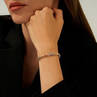 Gold Three-Tone Sparkle Bracelet