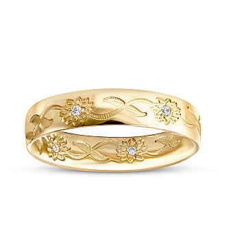 Gold Patterned Women's Wedding Band