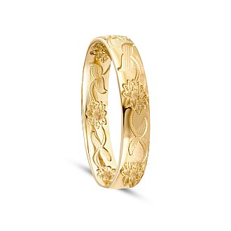 His and Hers Patterned Gold Wedding Band Set