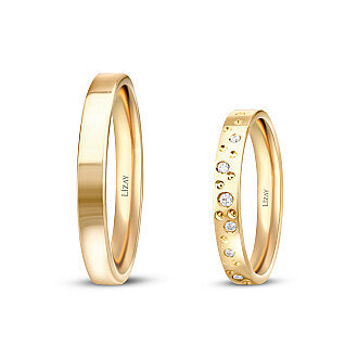 His and Hers Detailed Gold Wedding Band Set