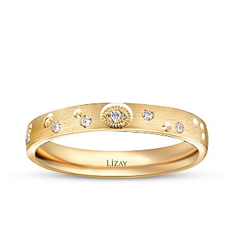 His and Hers Accented Gold Wedding Band Set