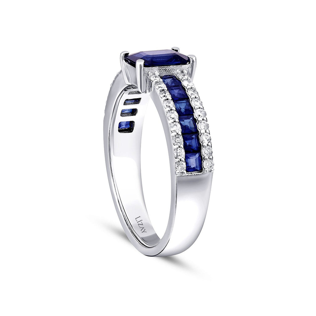1,95 Carat Diamond Sapphire Ring