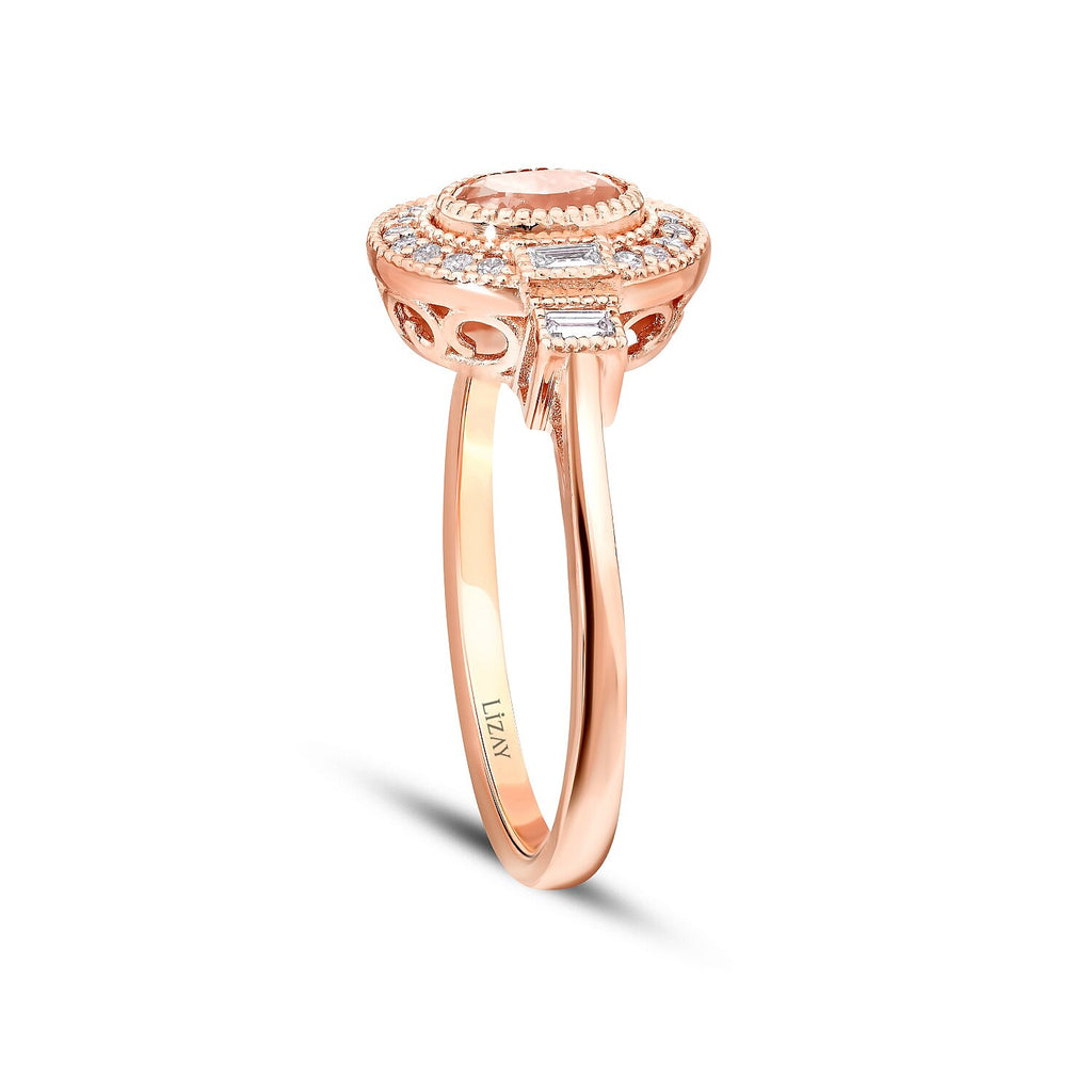 0,71 Carat Diamond Morganite Ring