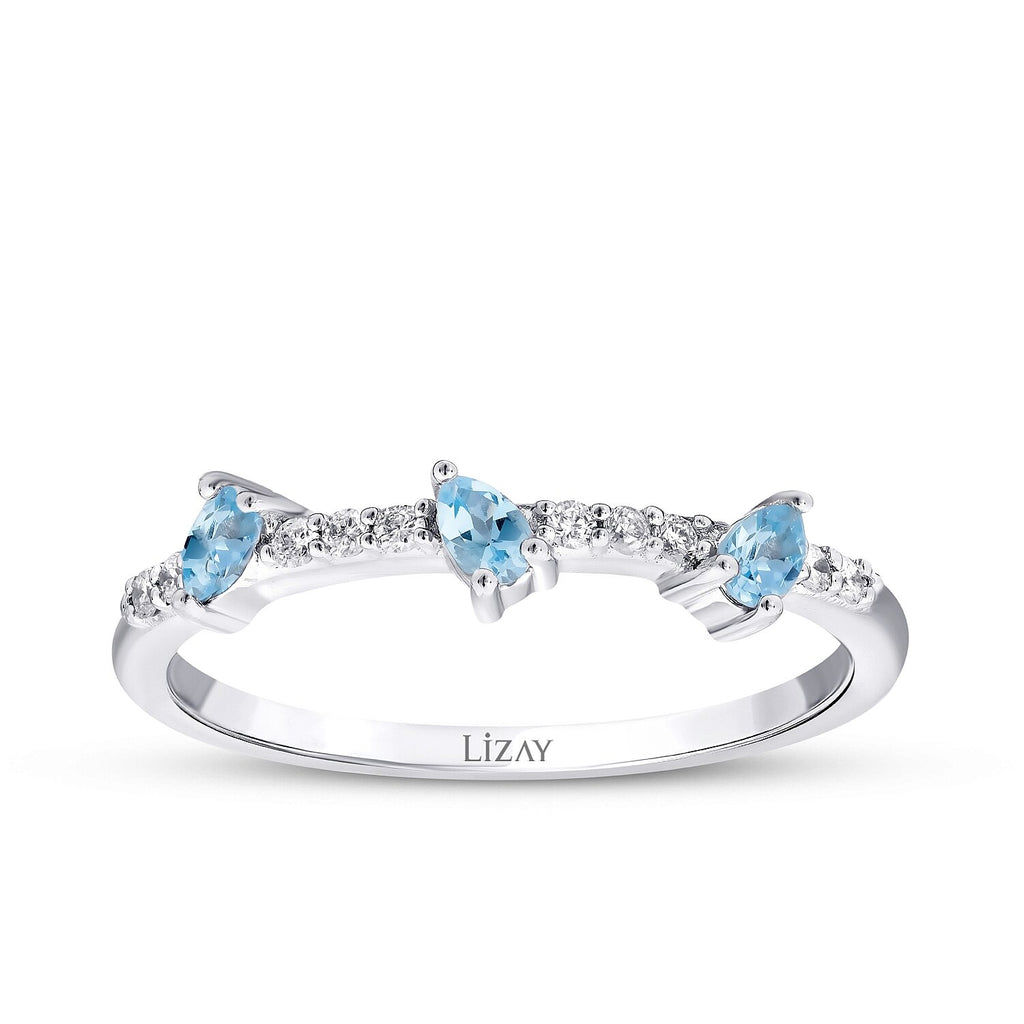 0,28 Carat Diamond Blue Topaz Ring