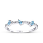 0,28 Carat Diamond Blue Topaz Ring