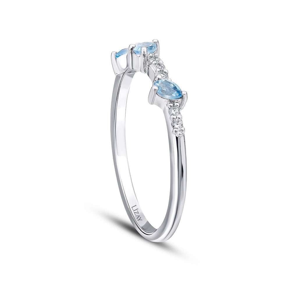 0,28 Carat Diamond Blue Topaz Ring