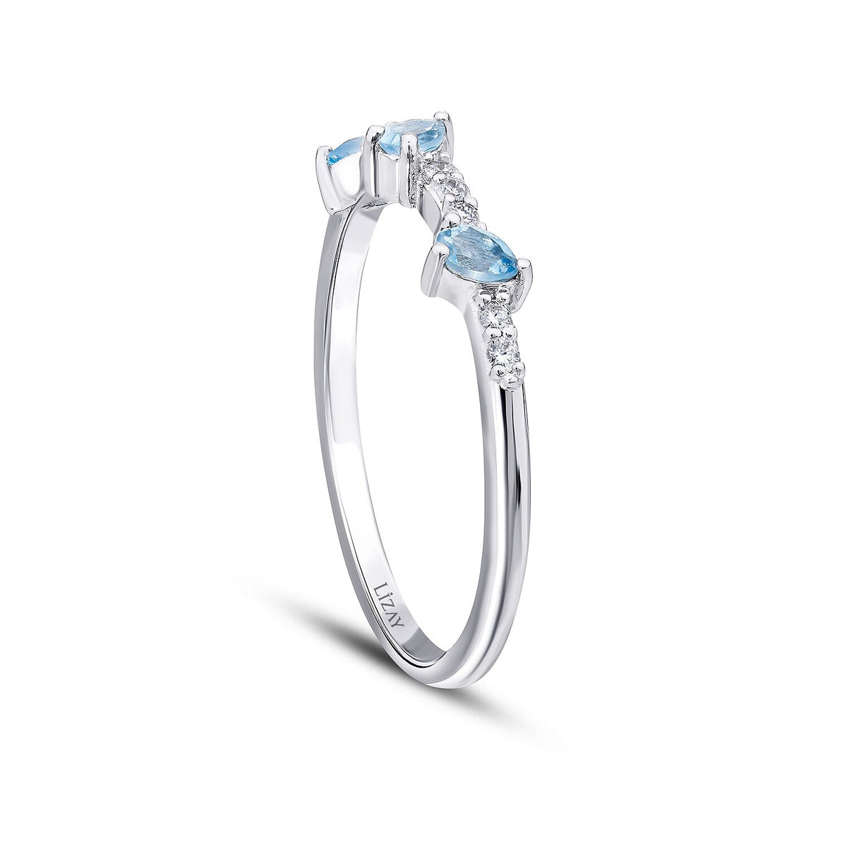 0,28 Carat Diamond Blue Topaz Ring