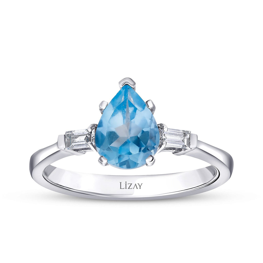 1,39 Carat Diamond Blue Topaz Ring