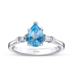 1,39 Carat Diamond Blue Topaz Ring