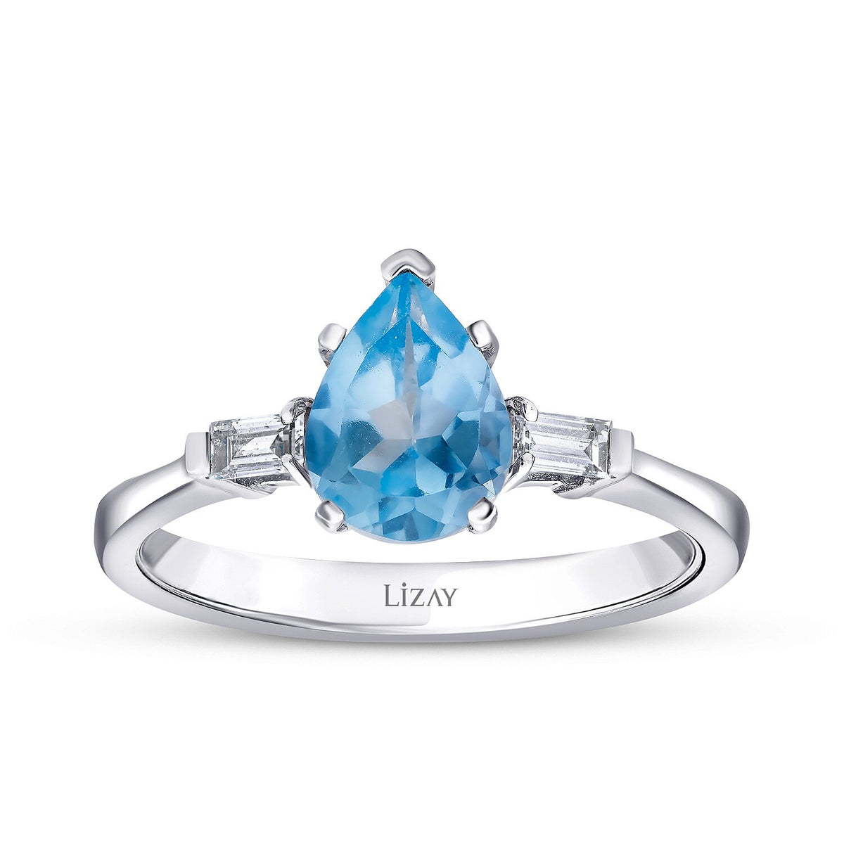 1,39 Carat Diamond Blue Topaz Ring