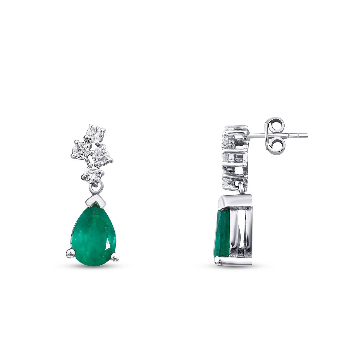 1,35 Carat Diamond Emerald Earrings