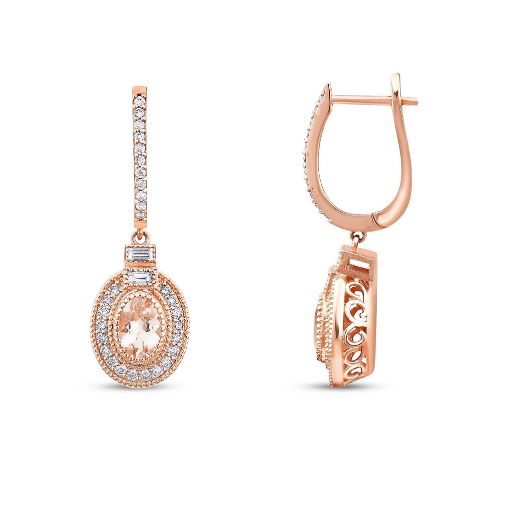 1,29 Carat Diamond Morganite Earrings