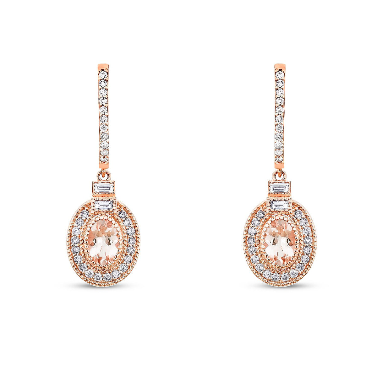1,29 Carat Diamond Morganite Earrings