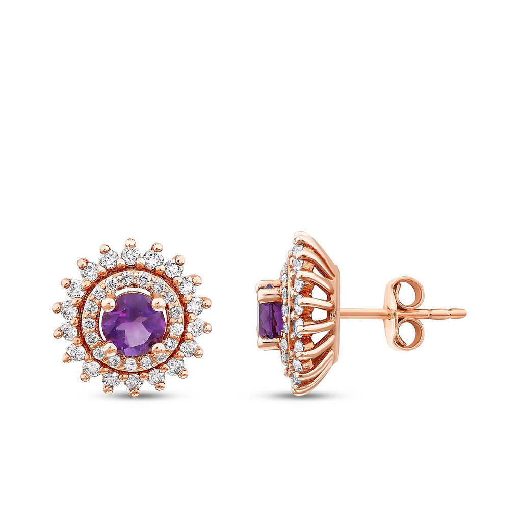 1,14 Carat Diamond Amethyst Earrings