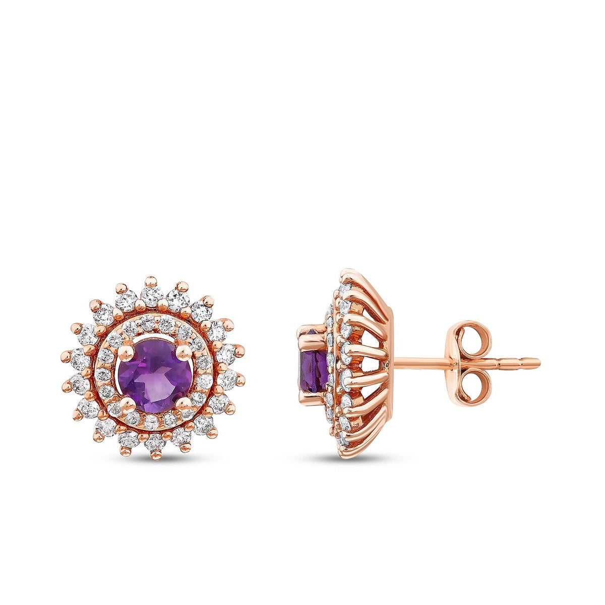 1,14 Carat Diamond Amethyst Earrings
