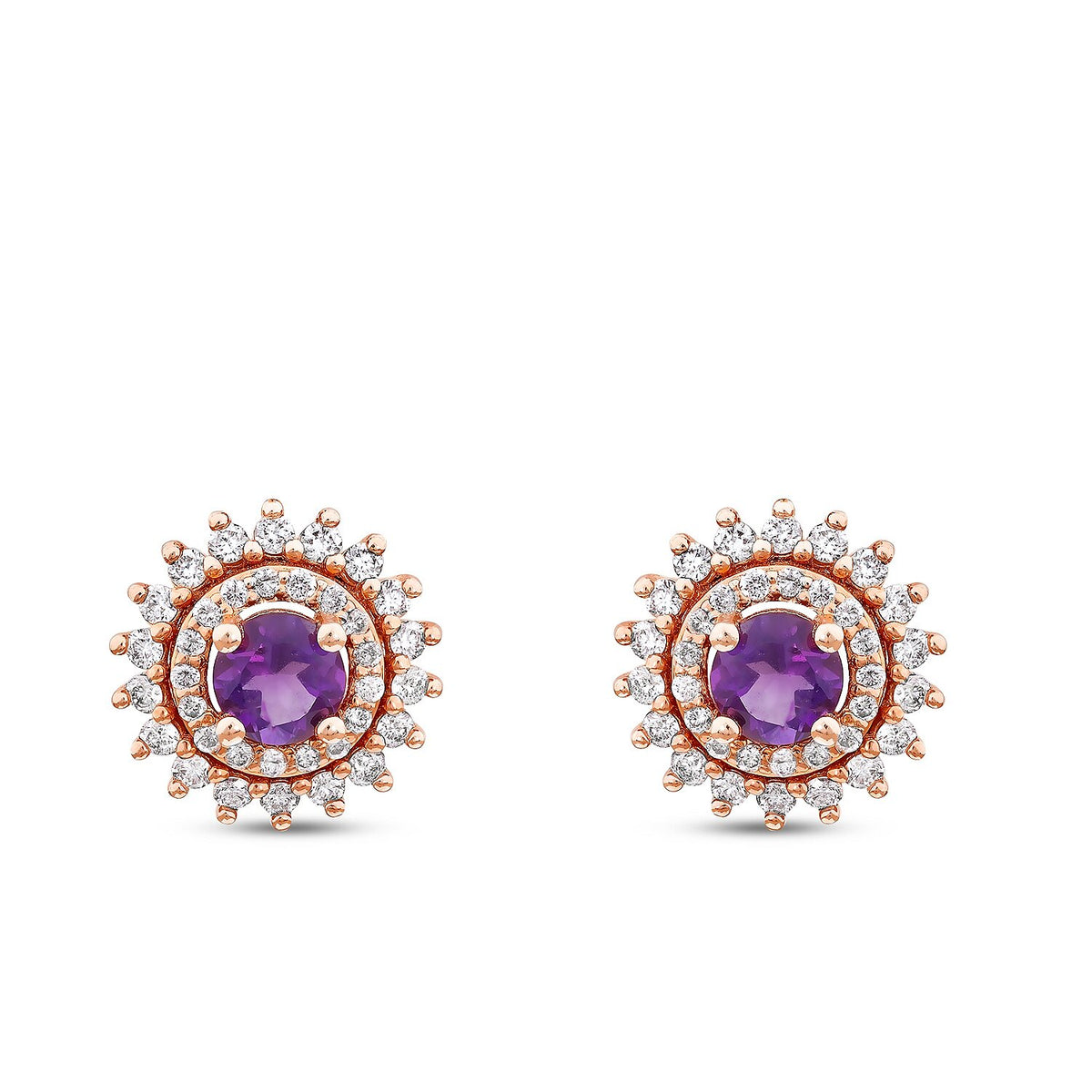 1,14 Carat Diamond Amethyst Earrings