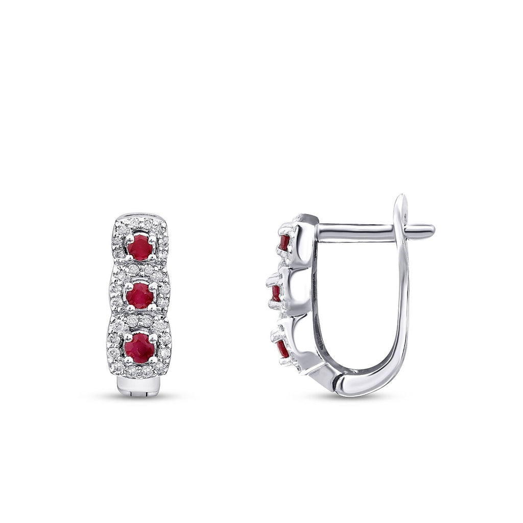 0,67 Carat Diamond Ruby Earrings