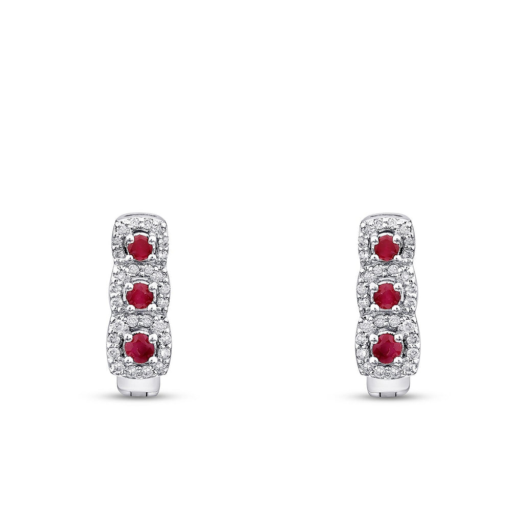 0,67 Carat Diamond Ruby Earrings