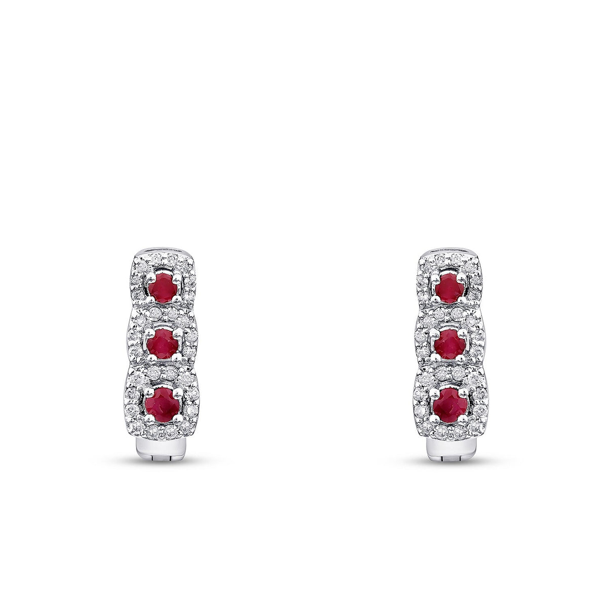 0,67 Carat Diamond Ruby Earrings
