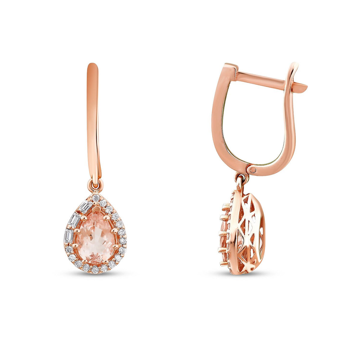1,39 Carat Diamond Morganite Earrings