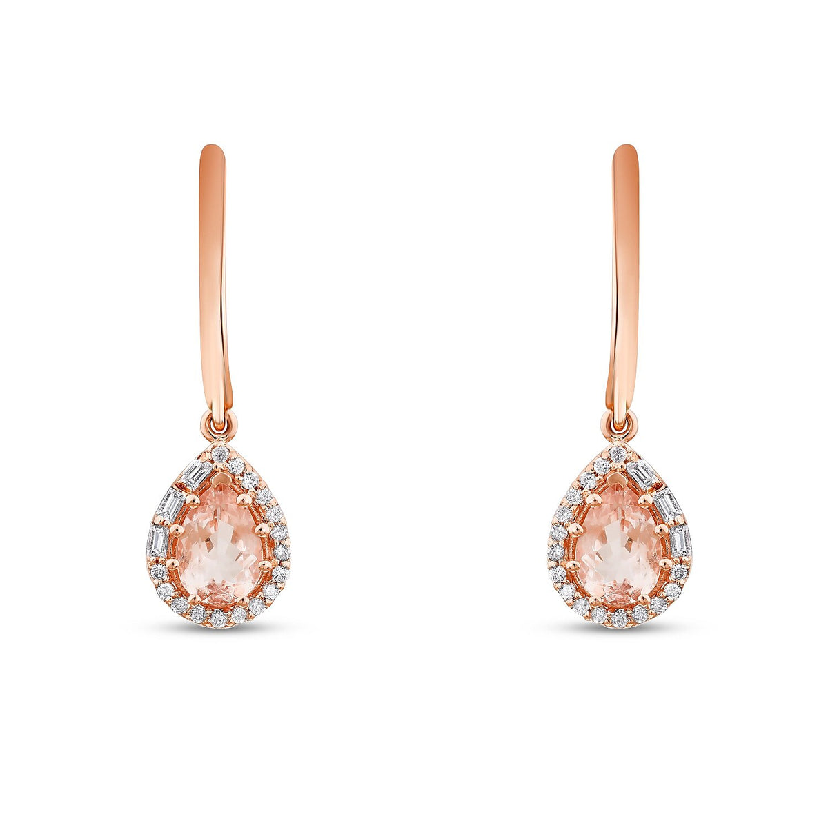 1,39 Carat Diamond Morganite Earrings