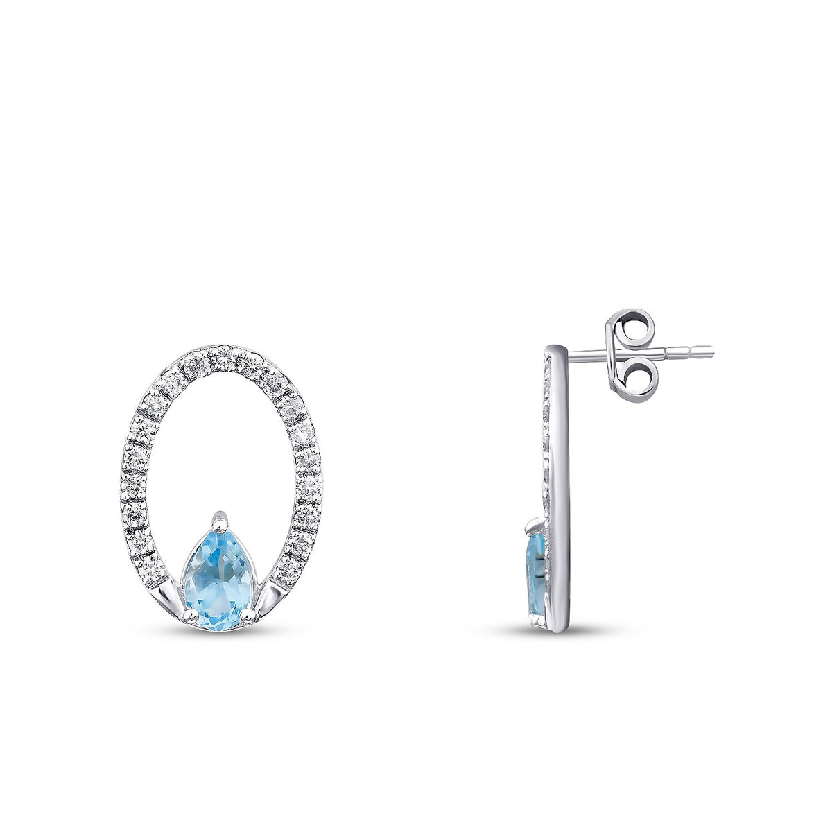 0,80 Carat Diamond Blue Topaz Earrings