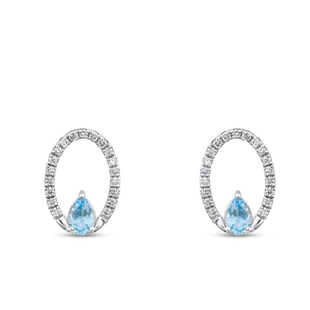 0,80 Carat Diamond Blue Topaz Earrings