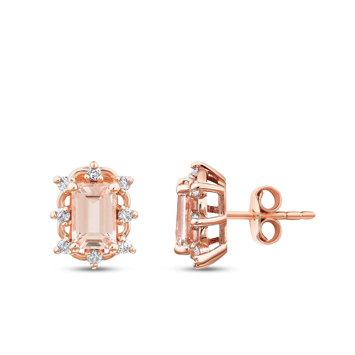 1,15 Carat Diamond Morganite Earrings