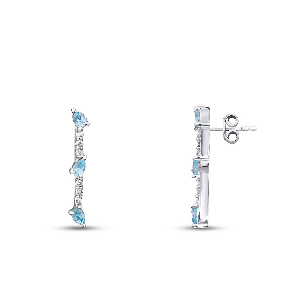 0,51 Carat Diamond Blue Topaz Earrings