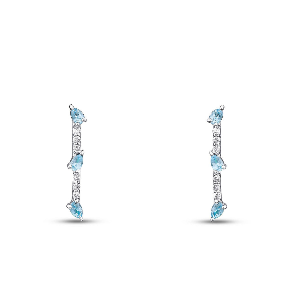 0,51 Carat Diamond Blue Topaz Earrings