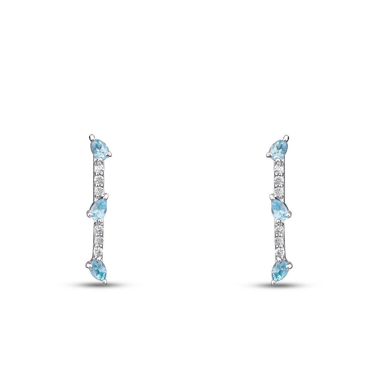 0,51 Carat Diamond Blue Topaz Earrings