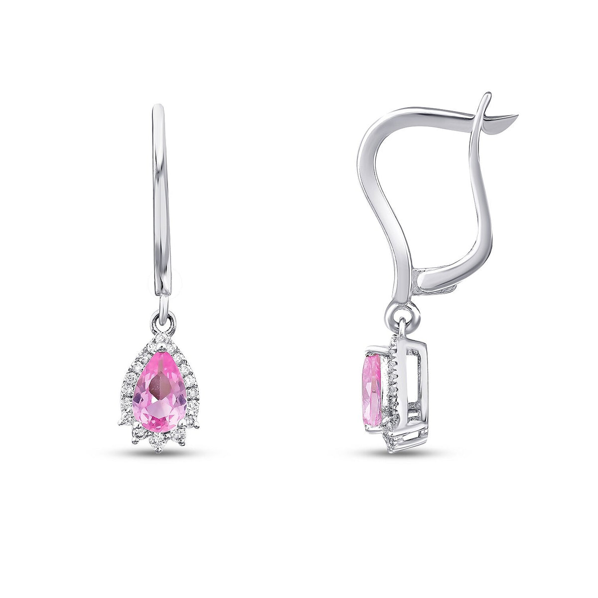 1,03 Carat Diamond Pink Sapphire Earrings