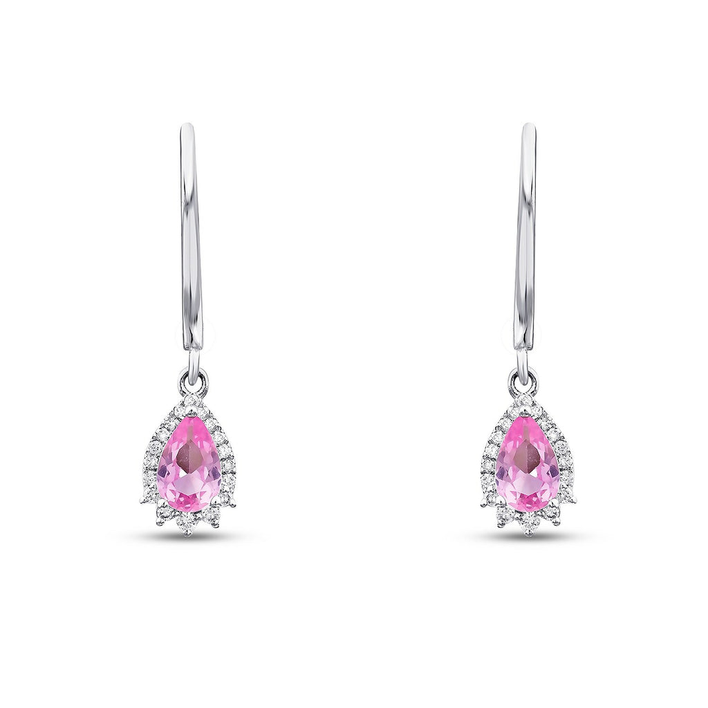 1,03 Carat Diamond Pink Sapphire Earrings