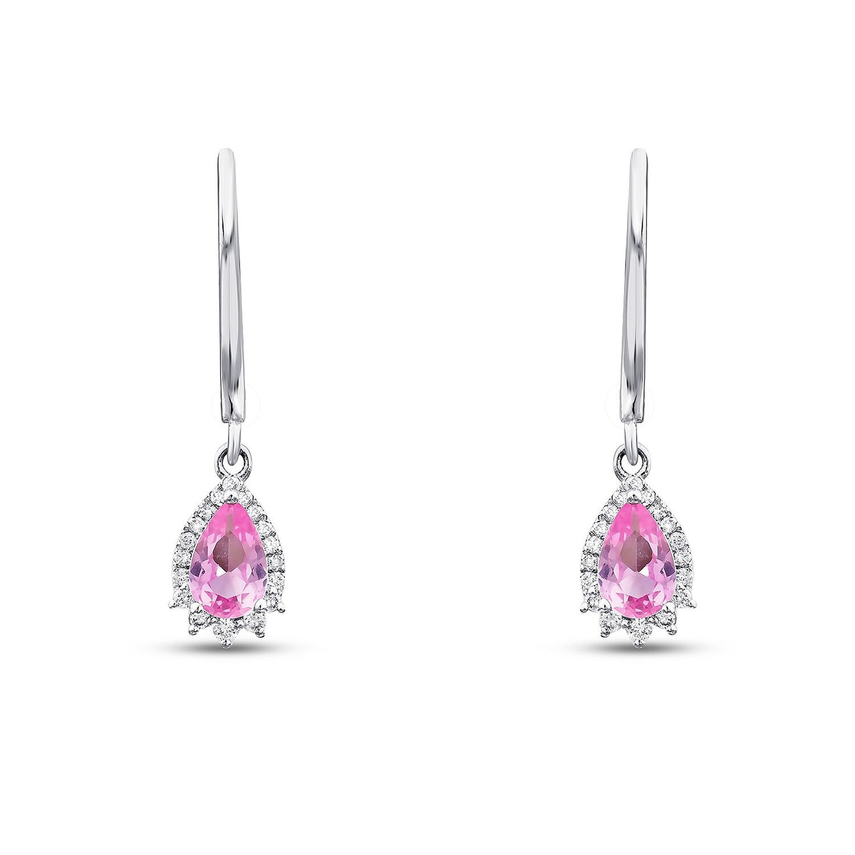 1,03 Carat Diamond Pink Sapphire Earrings