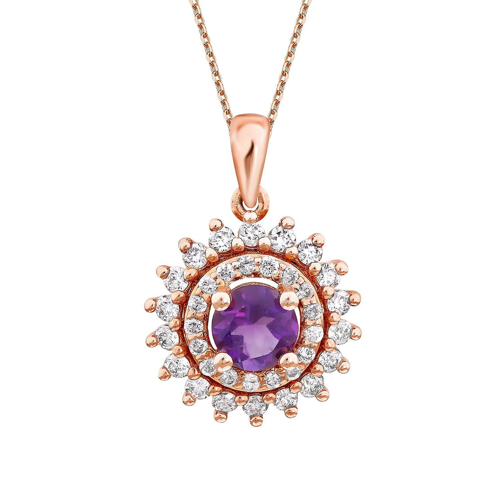 0,58 Carat Diamond Amethyst Necklace