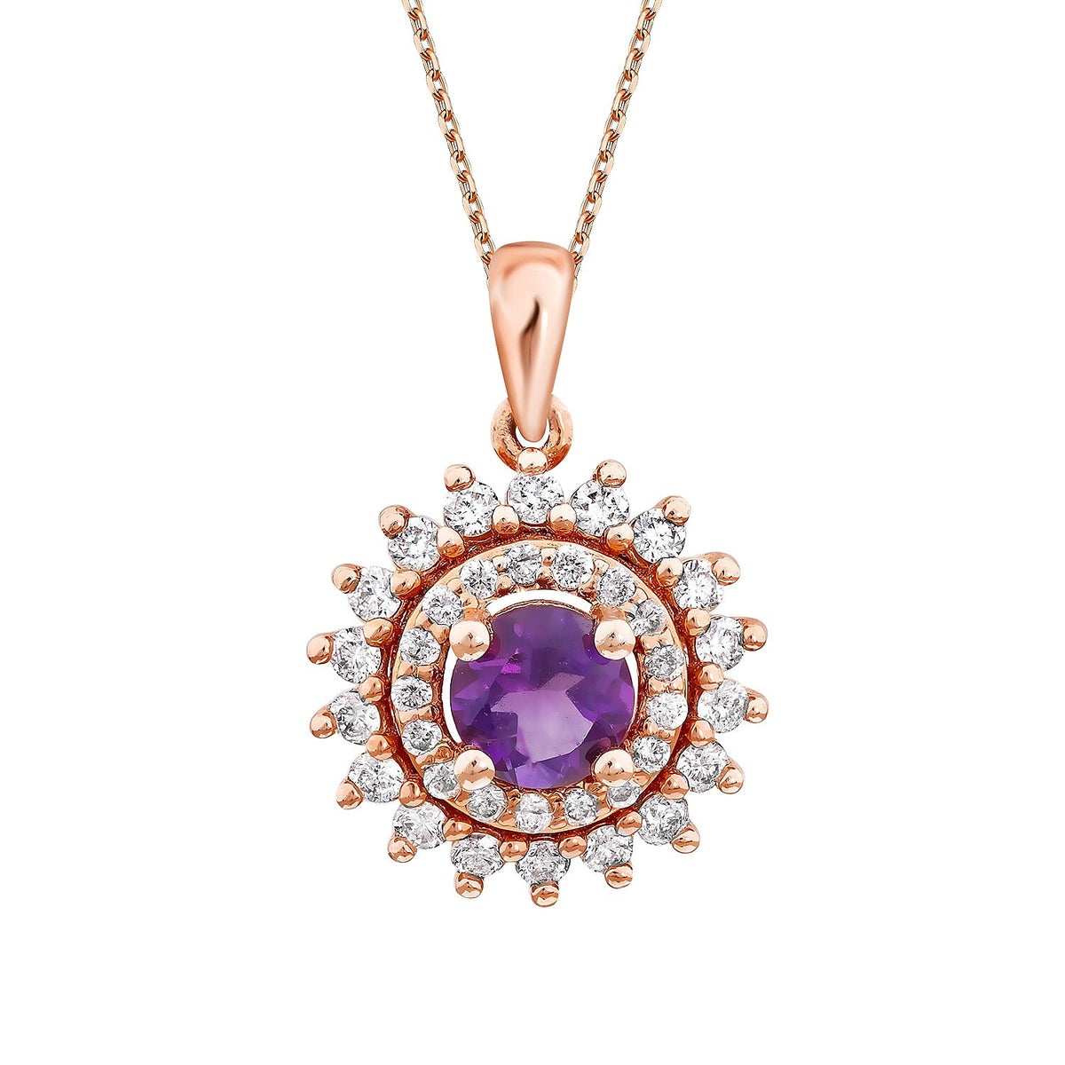 0,58 Carat Diamond Amethyst Necklace