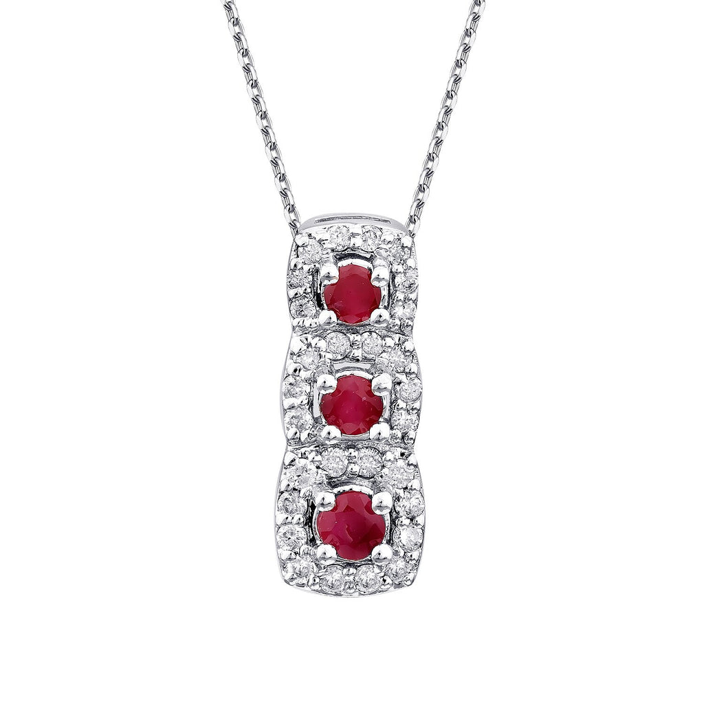 0,33 Carat Diamond Ruby Necklace