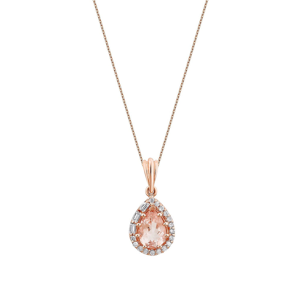 0,72 Carat Diamond Morganite Necklace