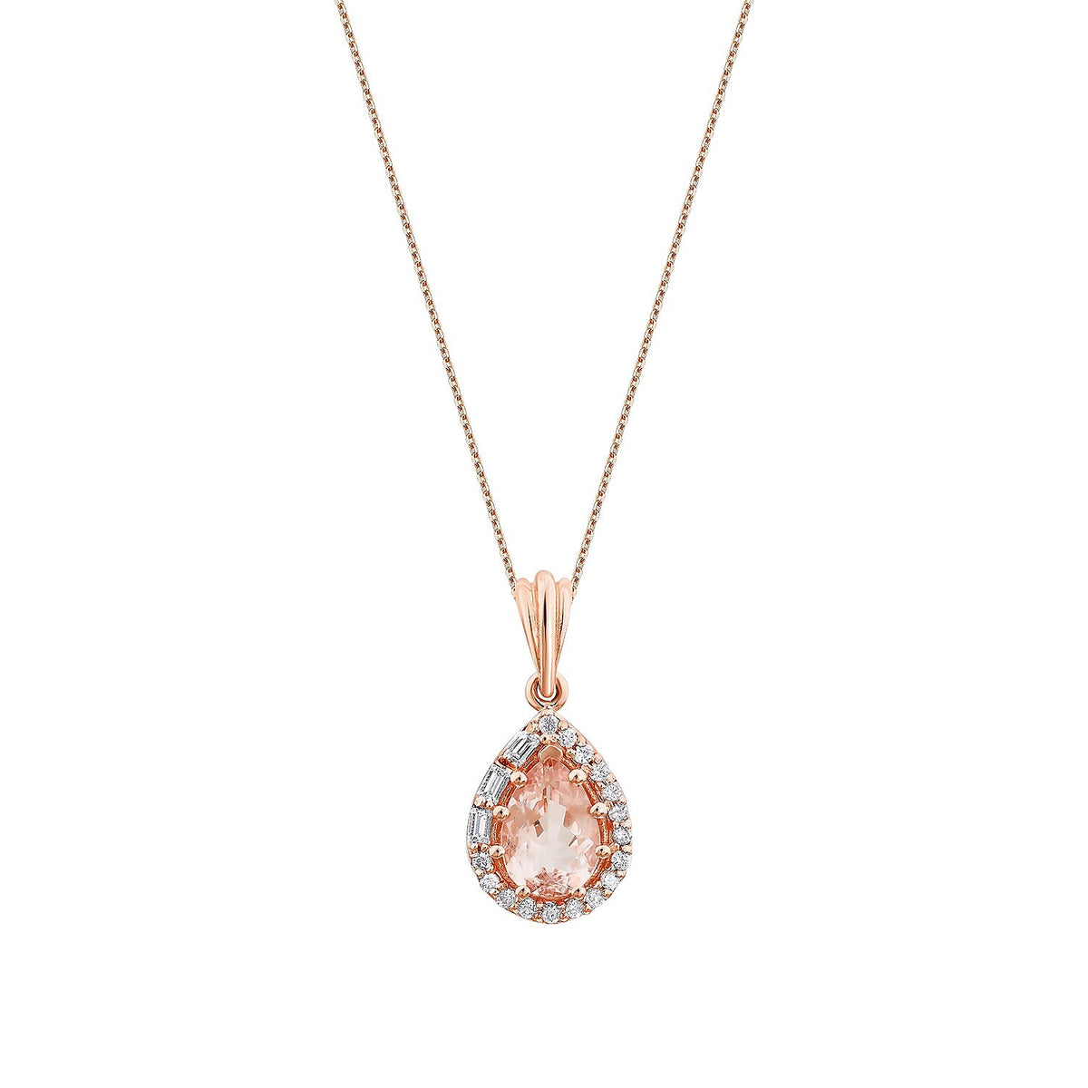0,72 Carat Diamond Morganite Necklace