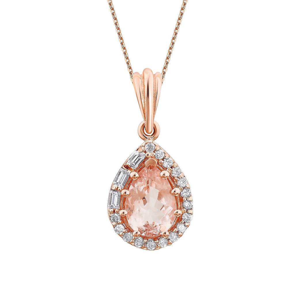 0,72 Carat Diamond Morganite Necklace