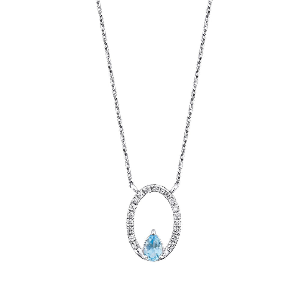 0,51 Carat Diamond Blue Topaz Necklace