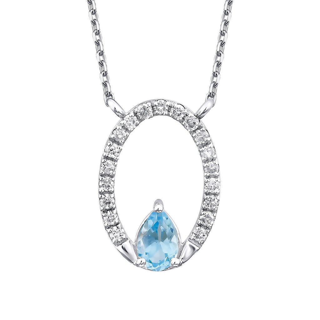 0,51 Carat Diamond Blue Topaz Necklace