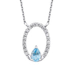 0,51 Carat Diamond Blue Topaz Necklace