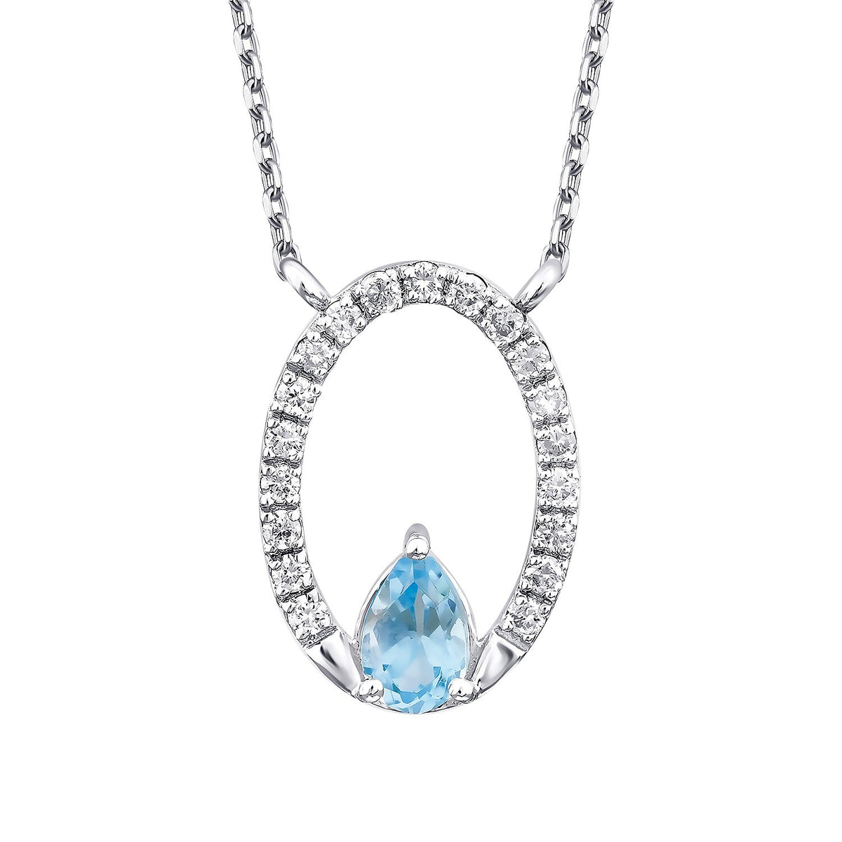 0,51 Carat Diamond Blue Topaz Necklace